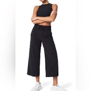 Spanx Black Out of Office Trouser Wide Leg Crop Elastic Waist Pull On Size XL